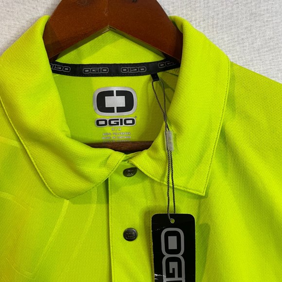 OGIO Glam Polo Shirt Energy Medium Neon Yellow Green Color NWT - Picture 8 of 13